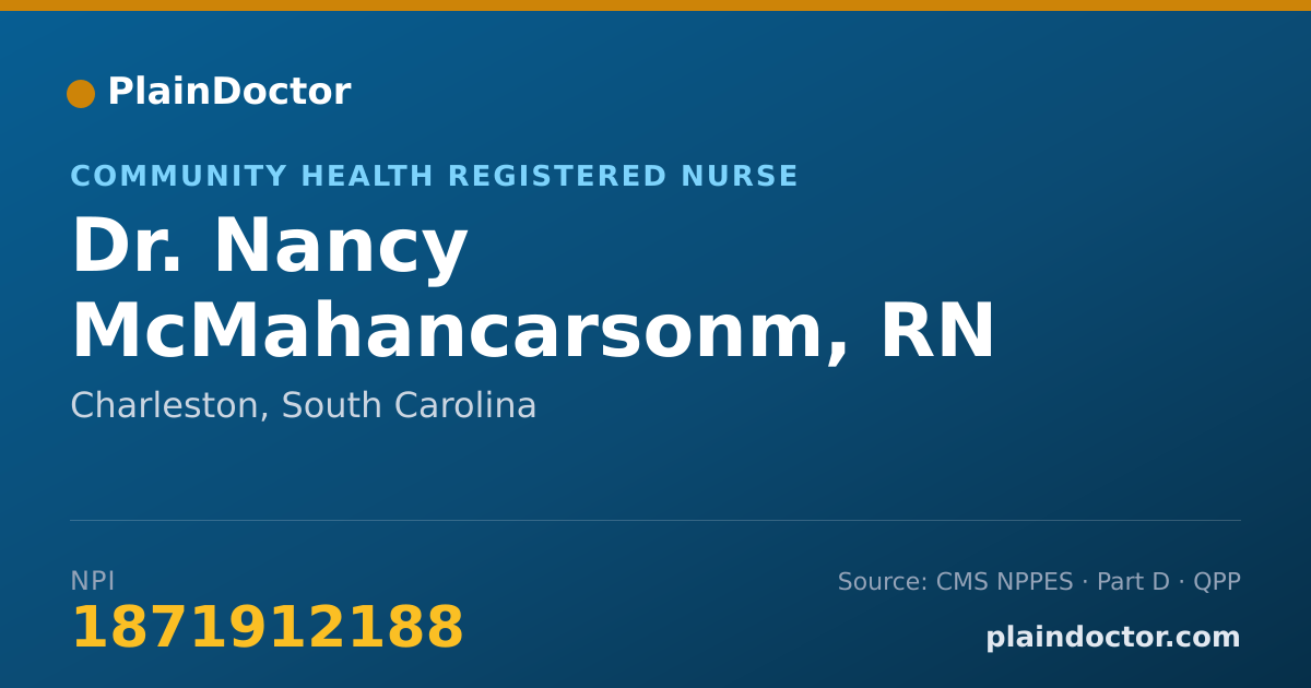 Shareable card for Nancy McMahancarsonm, RN - Community Health Registered Nurse, Charleston, SC