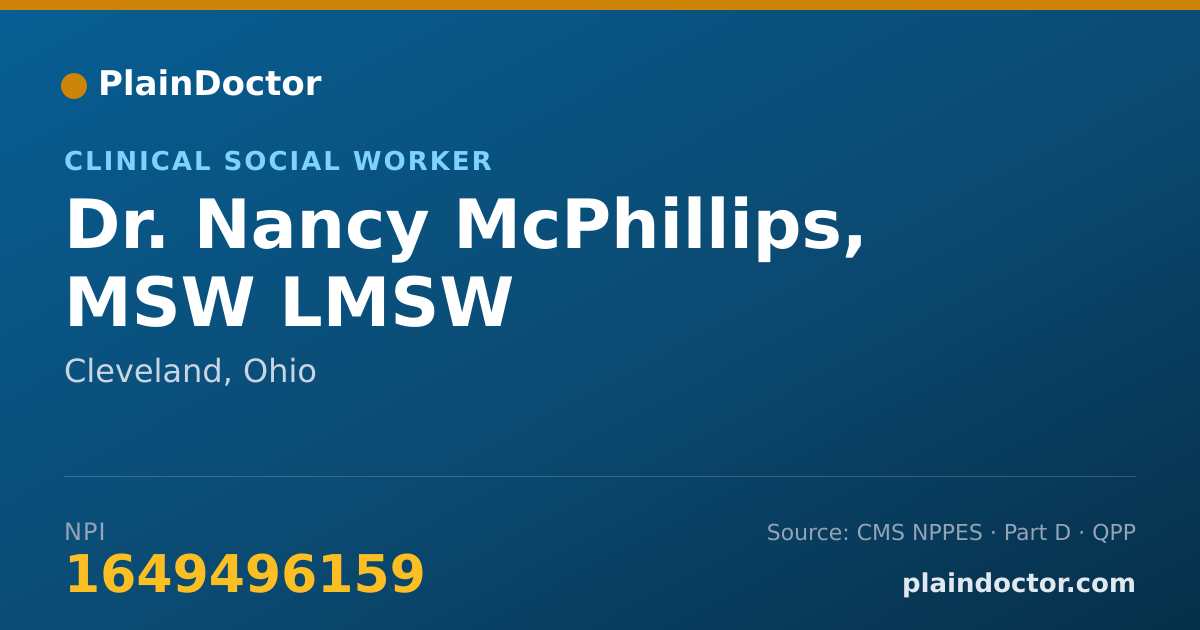 Shareable card for Nancy McPhillips, MSW LMSW - Clinical Social Worker, Cleveland, OH