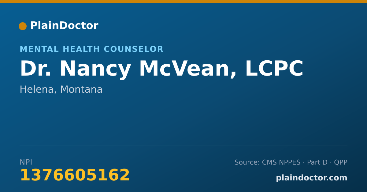 Shareable card for Nancy McVean, LCPC - Mental Health Counselor, Helena, MT