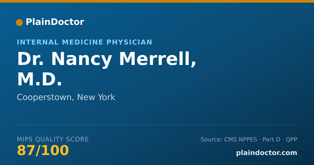 Shareable card for Nancy Merrell, M.D. - Internal Medicine Physician, Cooperstown, NY