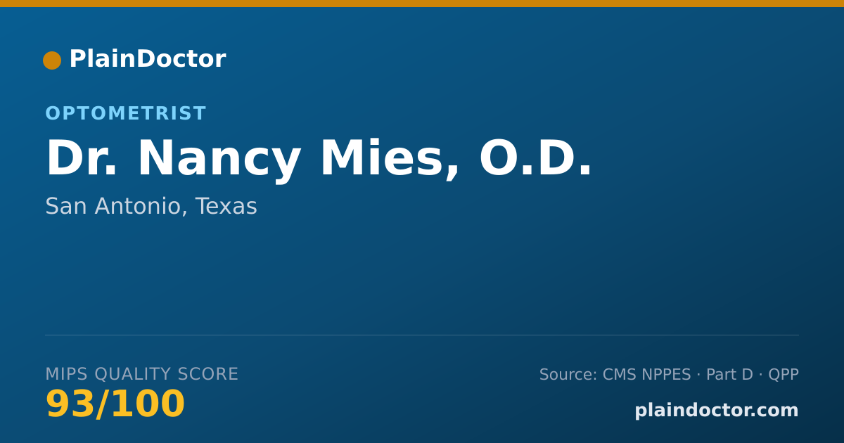 Shareable card for Nancy Mies, O.D. - Optometrist, San Antonio, TX
