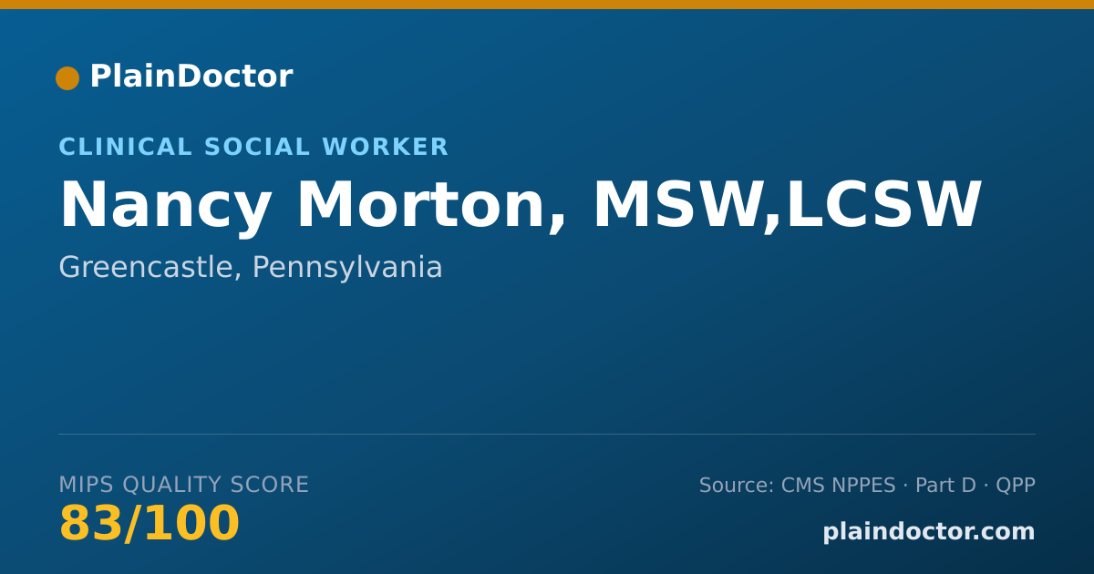 Shareable card for Nancy Morton, MSW,LCSW - Clinical Social Worker, Greencastle, PA