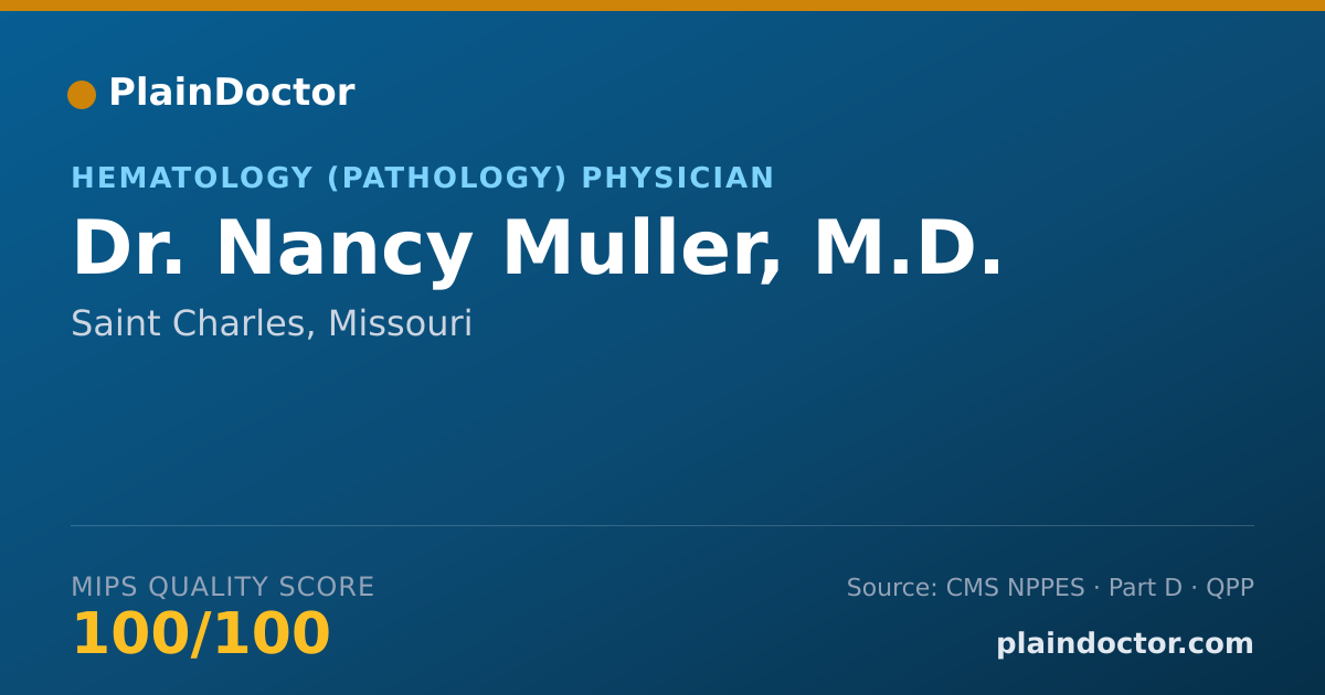 Shareable card for Nancy Muller, M.D. - Hematology (Pathology) Physician, Saint Charles, MO