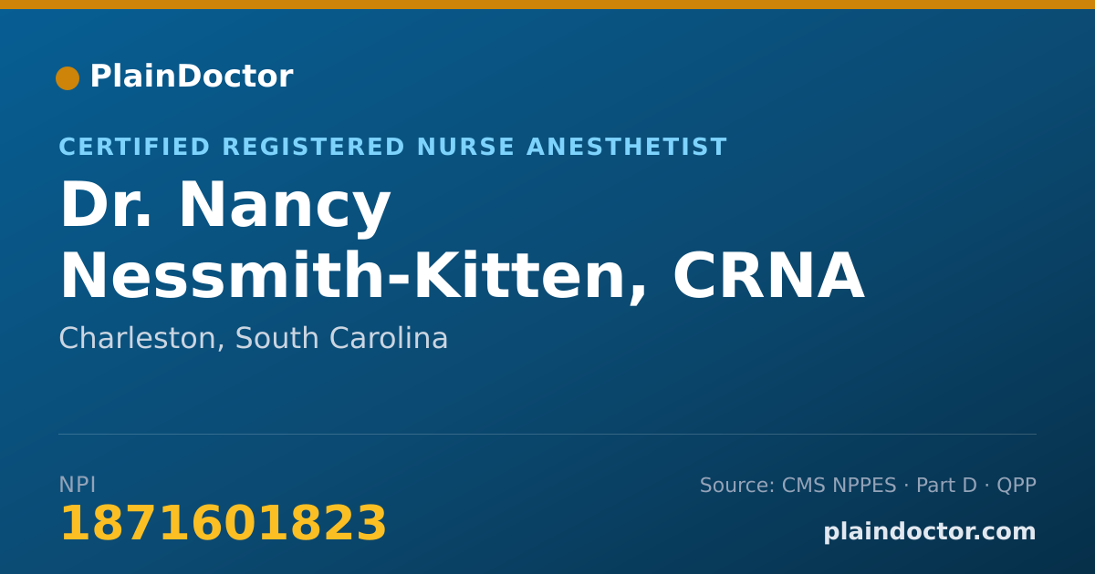 Shareable card for Nancy Nessmith-Kitten, CRNA - Certified Registered Nurse Anesthetist, Charleston, SC