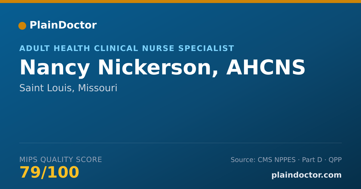 Shareable card for Nancy Nickerson, AHCNS - Adult Health Clinical Nurse Specialist, Saint Louis, MO
