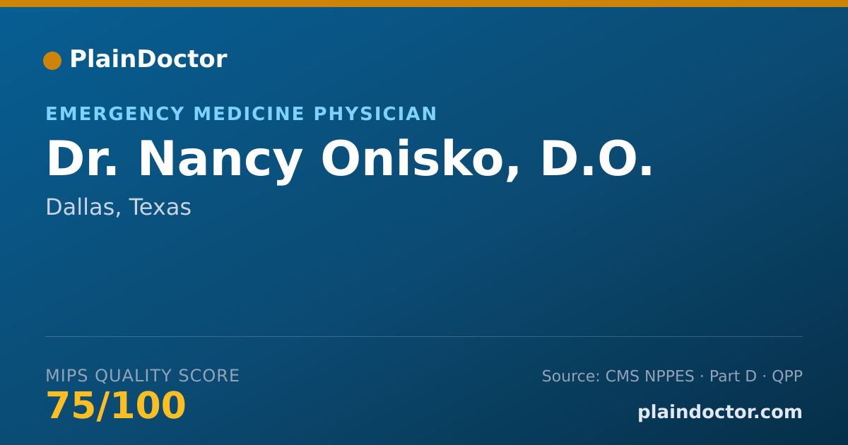 Shareable card for Nancy Onisko, D.O. - Emergency Medicine Physician, Dallas, TX