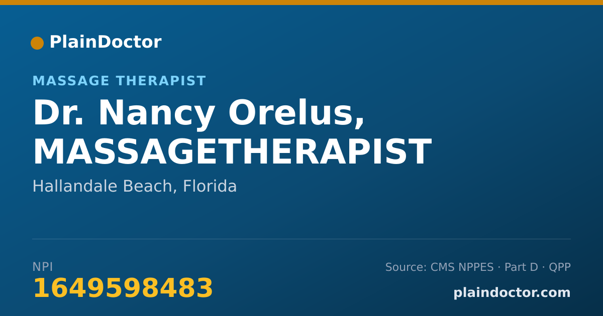 Shareable card for Nancy Orelus, MASSAGETHERAPIST - Massage Therapist, Hallandale Beach, FL