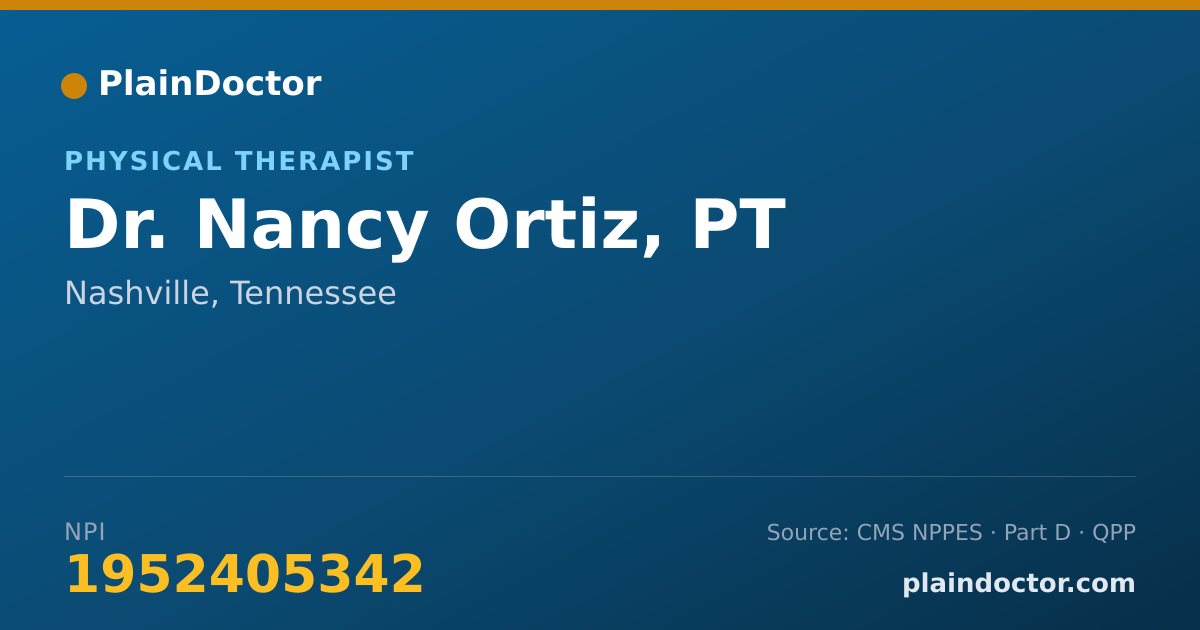 Shareable card for Nancy Ortiz, PT - Physical Therapist, Nashville, TN