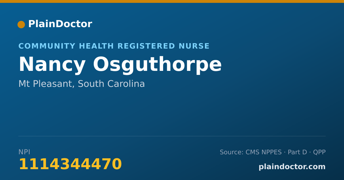 Shareable card for Nancy Osguthorpe - Community Health Registered Nurse, Mt. Pleasant, SC