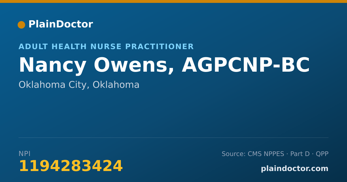 Shareable card for Nancy Owens, AGPCNP-BC - Adult Health Nurse Practitioner, Oklahoma City, OK