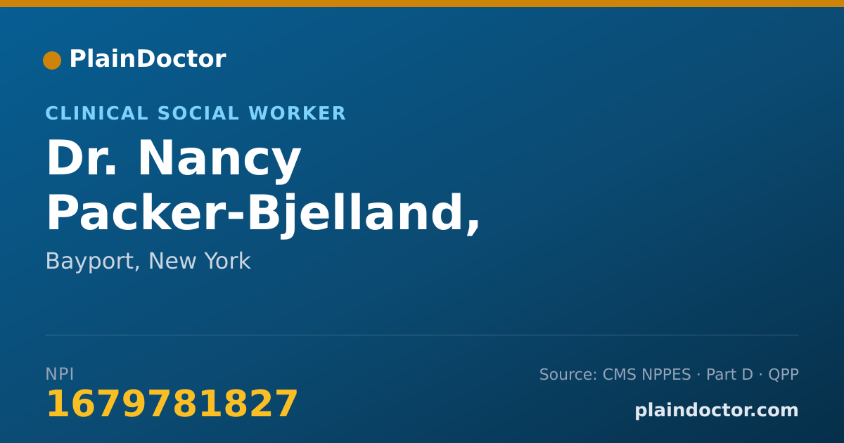 Shareable card for Nancy Packer-Bjelland, RN,MSW - Clinical Social Worker, Bayport, NY