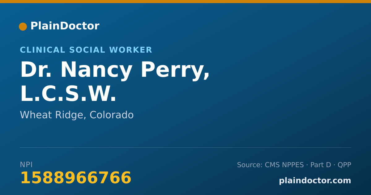 Shareable card for Nancy Perry, L.C.S.W. - Clinical Social Worker, Wheat Ridge, CO