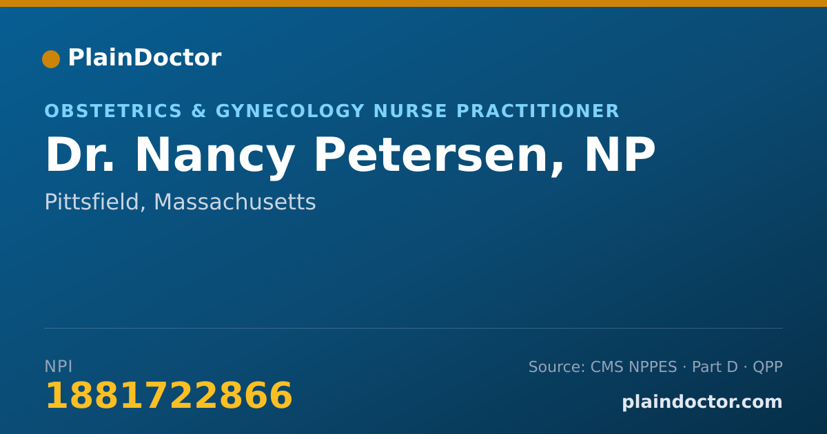 Shareable card for Nancy Petersen, NP - Obstetrics & Gynecology Nurse Practitioner, Pittsfield, MA