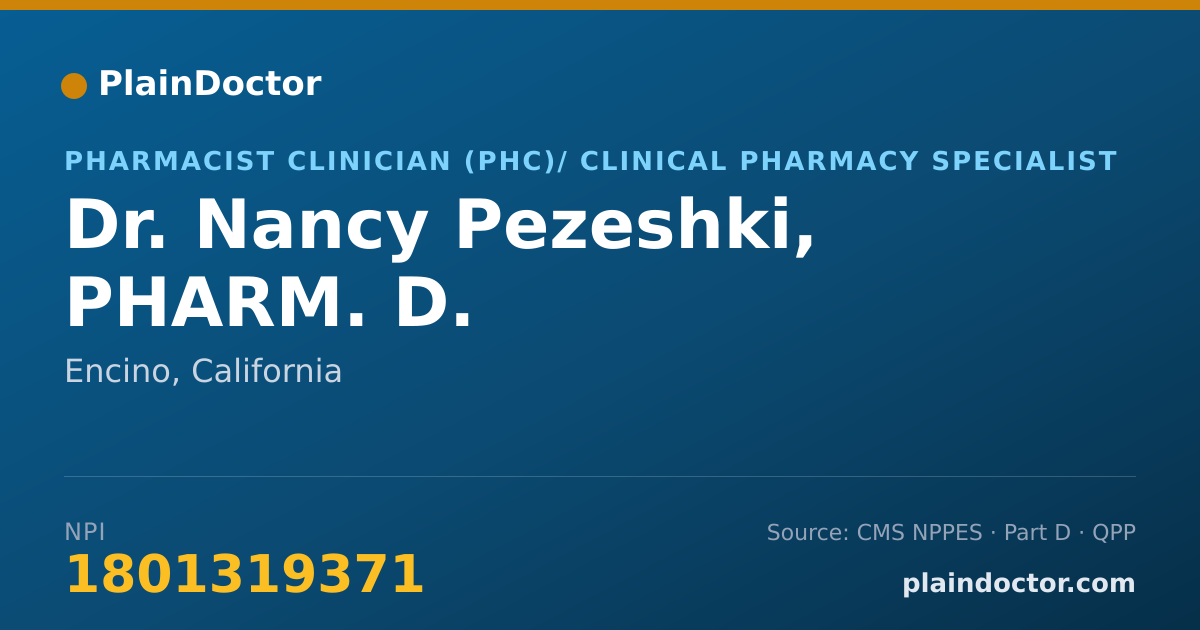 Shareable card for Nancy Pezeshki, PHARM. D. - Pharmacist Clinician (PhC)/ Clinical Pharmacy Specialist, Encino, CA