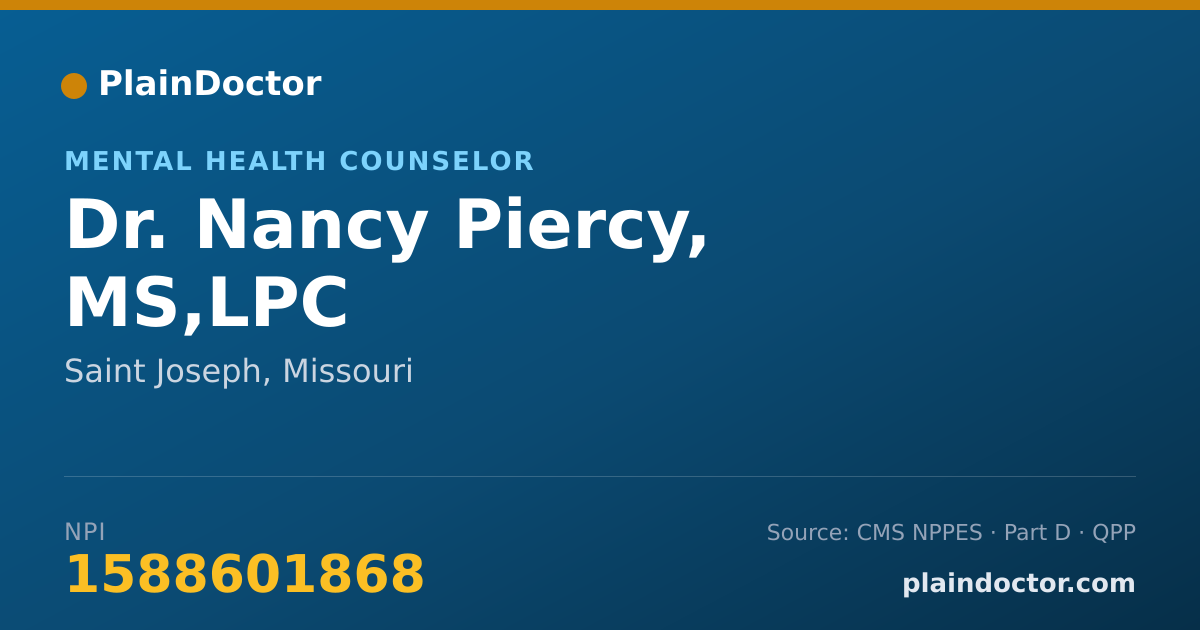 Shareable card for Nancy Piercy, MS,LPC - Mental Health Counselor, Saint Joseph, MO