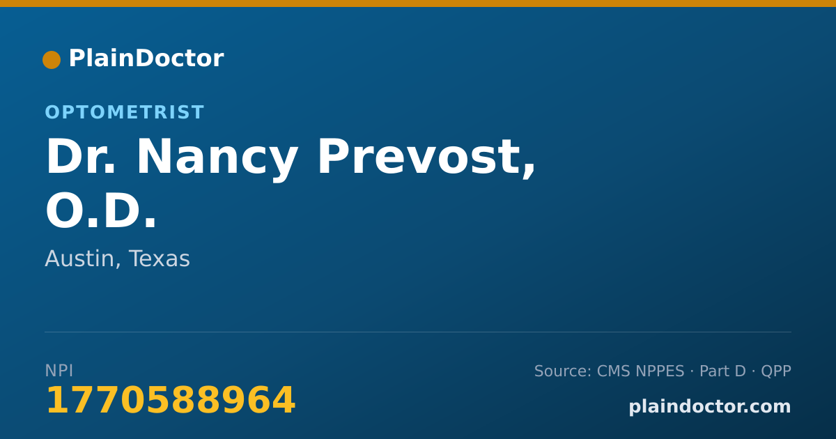 Shareable card for Nancy Prevost, O.D. - Optometrist, Austin, TX