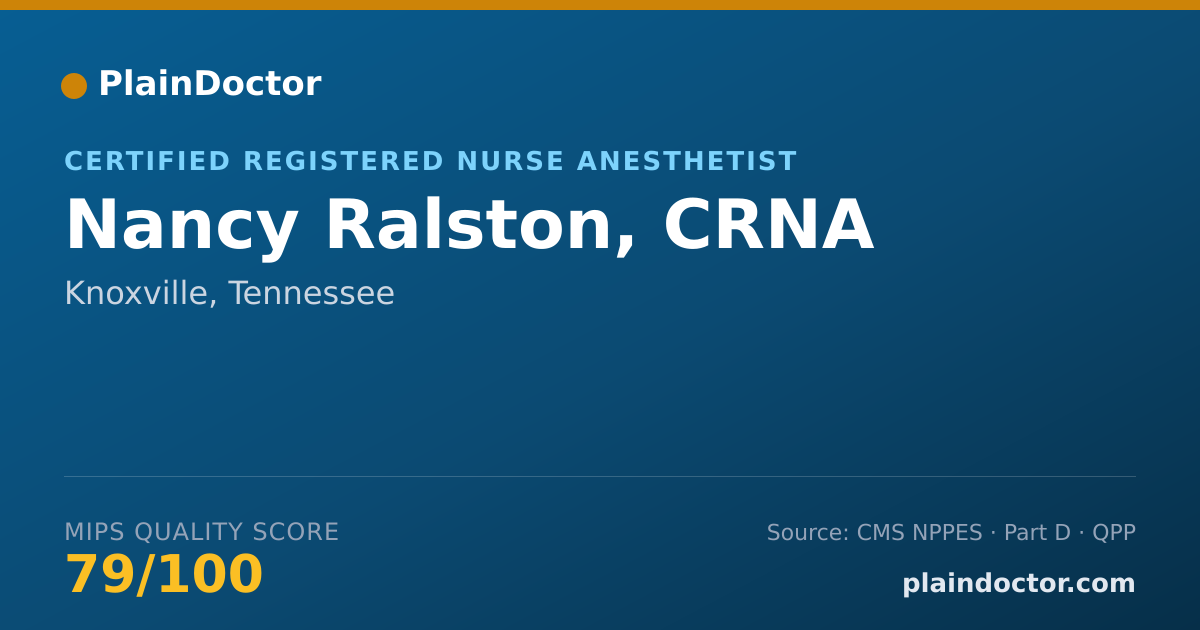 Shareable card for Nancy Ralston, CRNA - Certified Registered Nurse Anesthetist, Knoxville, TN