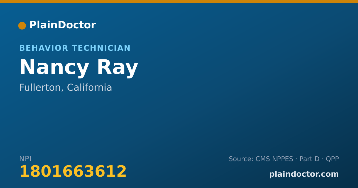 Shareable card for Nancy Ray - Behavior Technician, Fullerton, CA