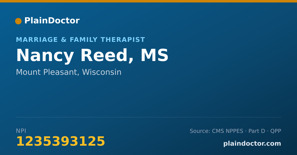 Shareable card for Nancy Reed, MS - Marriage & Family Therapist, Mount Pleasant, WI