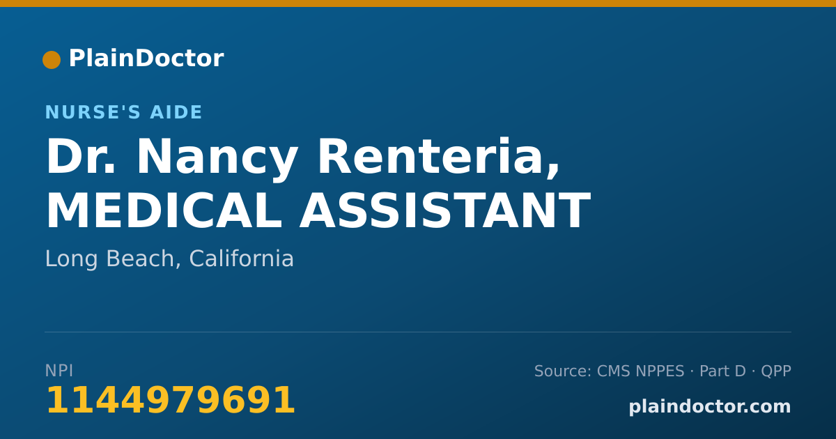 Shareable card for Nancy Renteria, MEDICAL ASSISTANT - Nurse's Aide, Long Beach, CA
