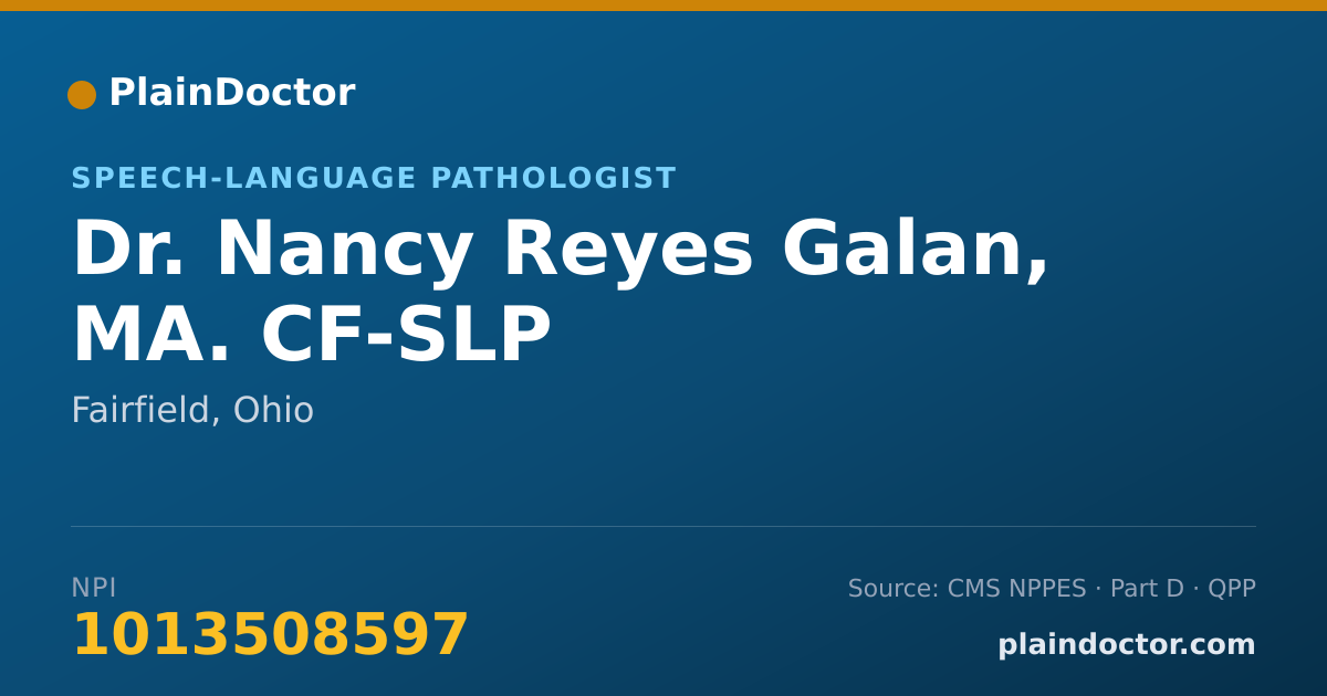 Shareable card for Nancy Reyes Galan, MA. CF-SLP - Speech-Language Pathologist, Fairfield, OH