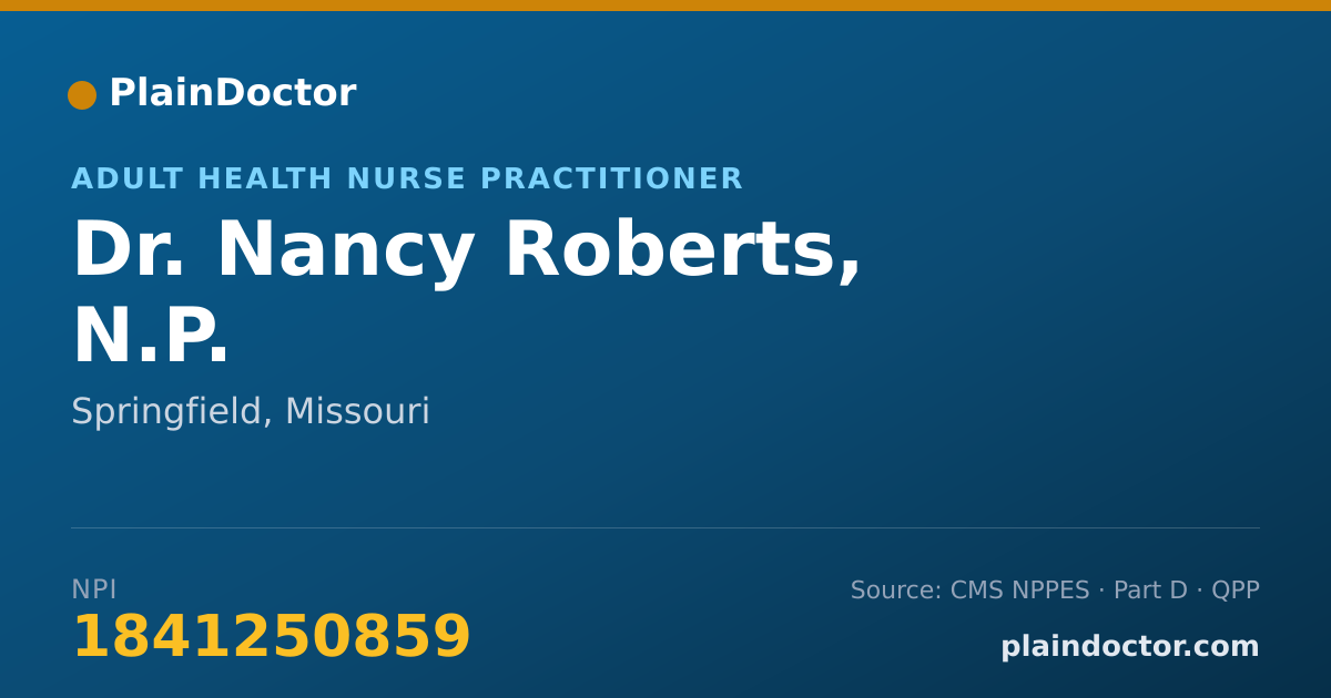 Shareable card for Nancy Roberts, N.P. - Adult Health Nurse Practitioner, Springfield, MO