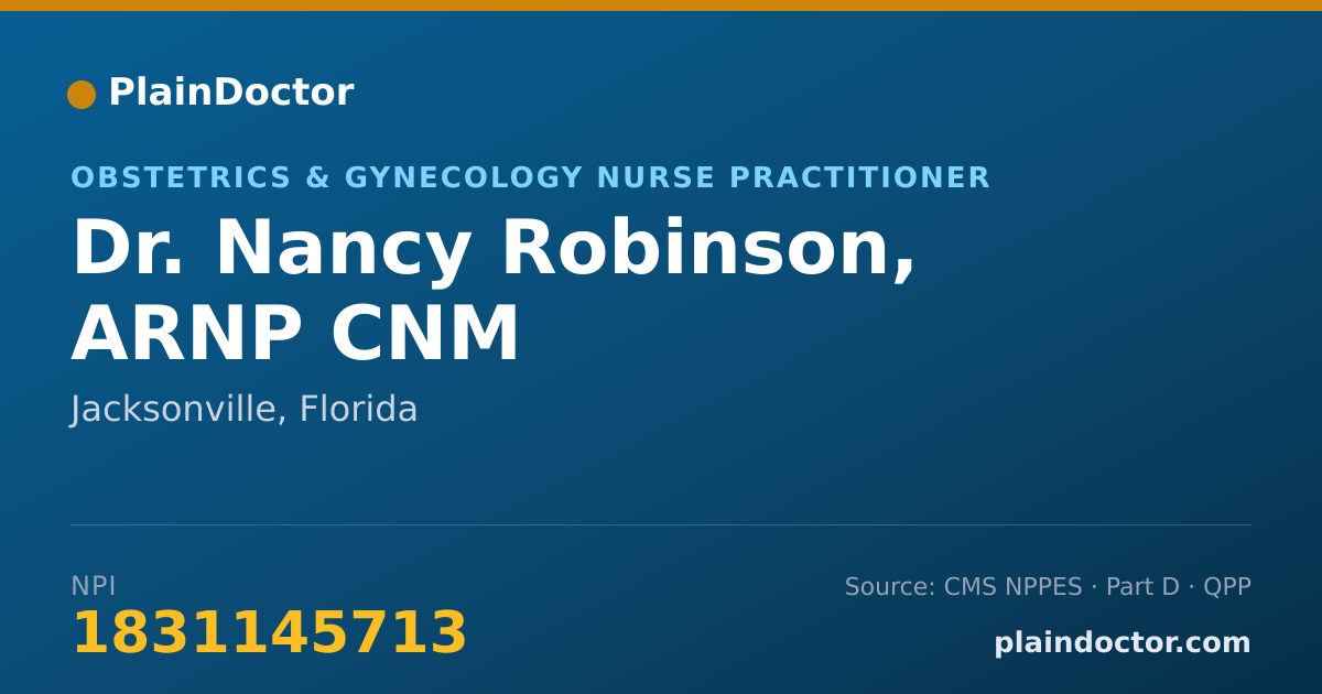 Shareable card for Nancy Robinson, ARNP CNM - Obstetrics & Gynecology Nurse Practitioner, Jacksonville, FL