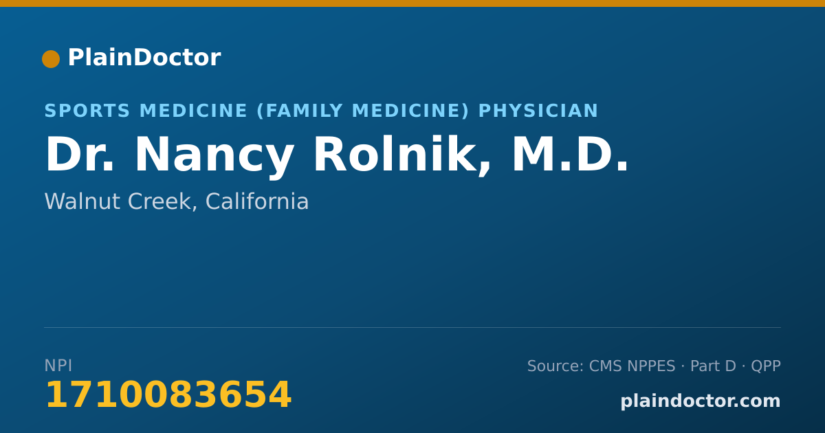 Shareable card for Nancy Rolnik, M.D. - Sports Medicine (Family Medicine) Physician, Walnut Creek, CA