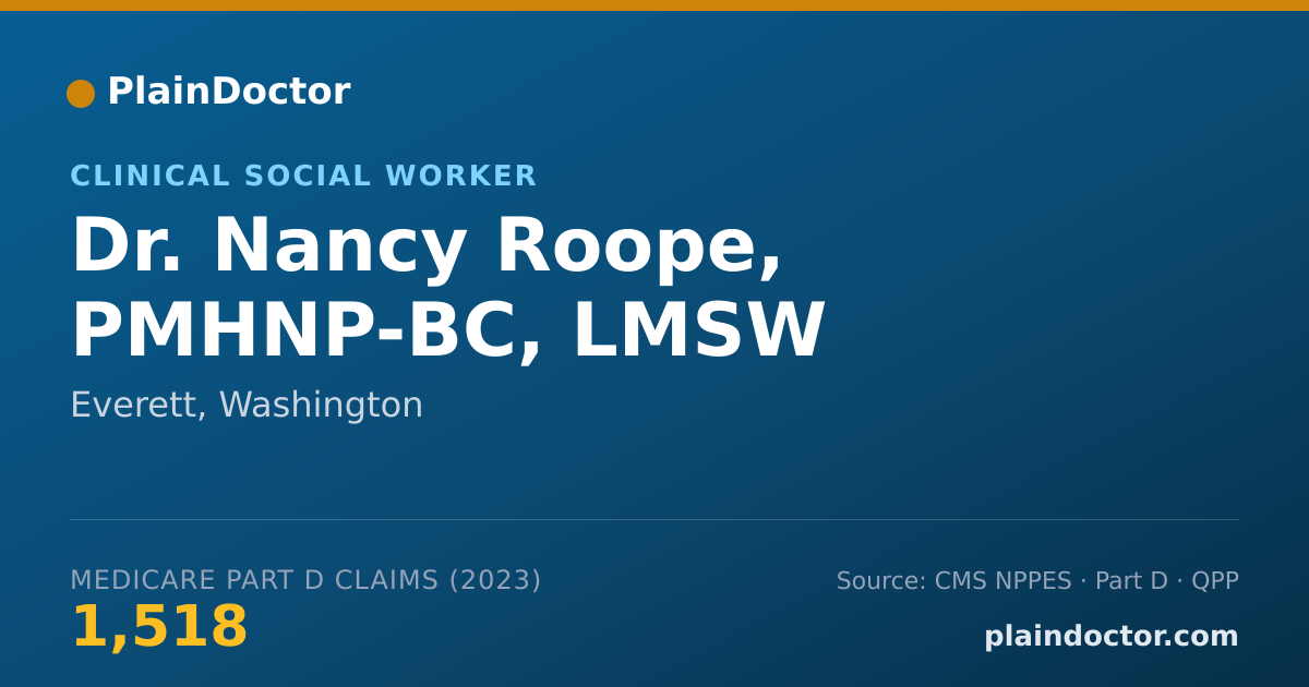 Shareable card for Nancy Roope, PMHNP-BC, LMSW - Clinical Social Worker, Everett, WA