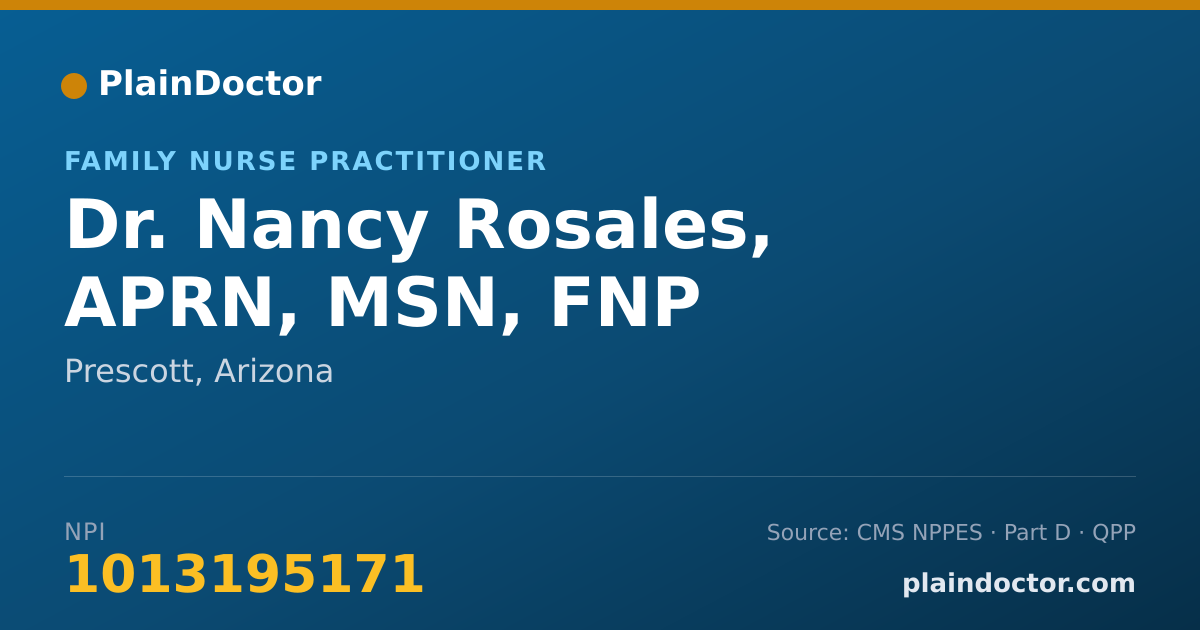 Shareable card for Nancy Rosales, APRN, MSN, FNP - Family Nurse Practitioner, Prescott, AZ