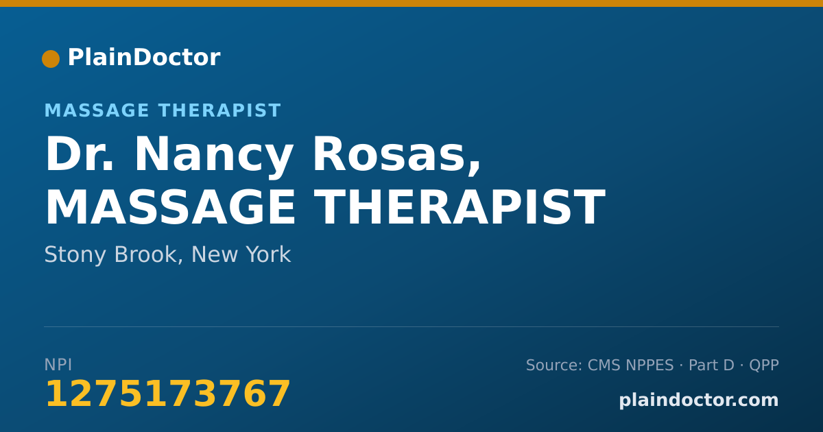 Shareable card for Nancy Rosas, MASSAGE THERAPIST - Massage Therapist, Stony Brook, NY