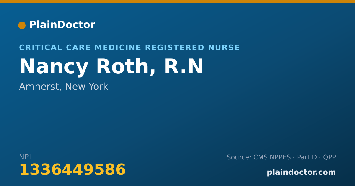 Shareable card for Nancy Roth, R.N - Critical Care Medicine Registered Nurse, Amherst, NY