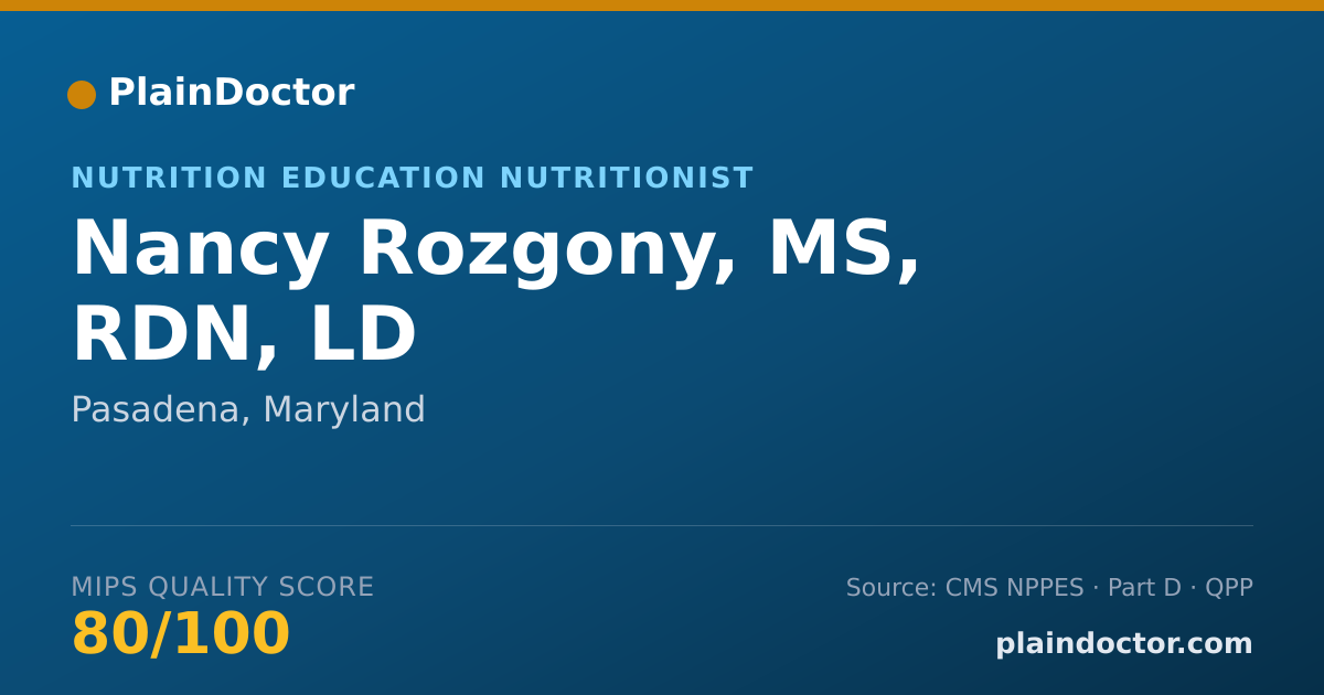 Shareable card for Nancy Rozgony, MS, RDN, LD - Nutrition Education Nutritionist, Pasadena, MD