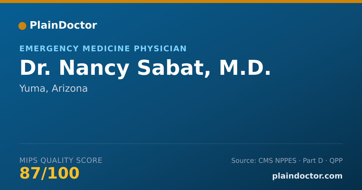 Shareable card for Nancy Sabat, M.D. - Emergency Medicine Physician, Yuma, AZ