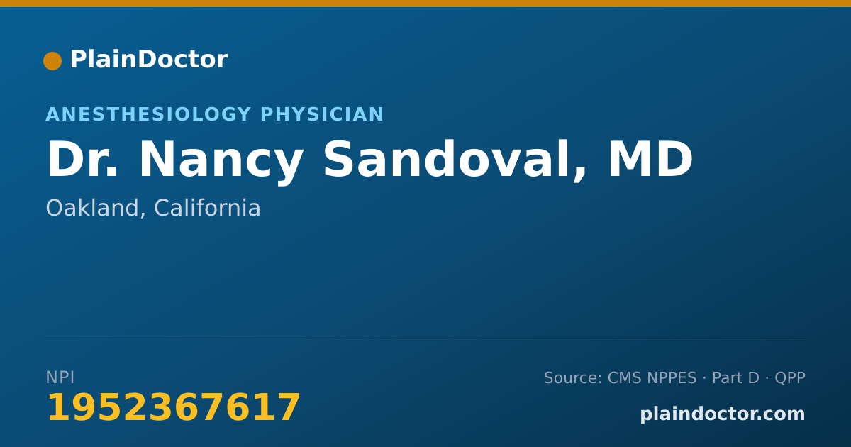 Shareable card for Nancy Sandoval, MD - Anesthesiology Physician, Oakland, CA