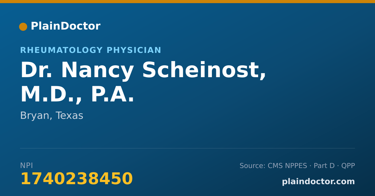 Shareable card for Nancy Scheinost, M.D., P.A. - Rheumatology Physician, Bryan, TX