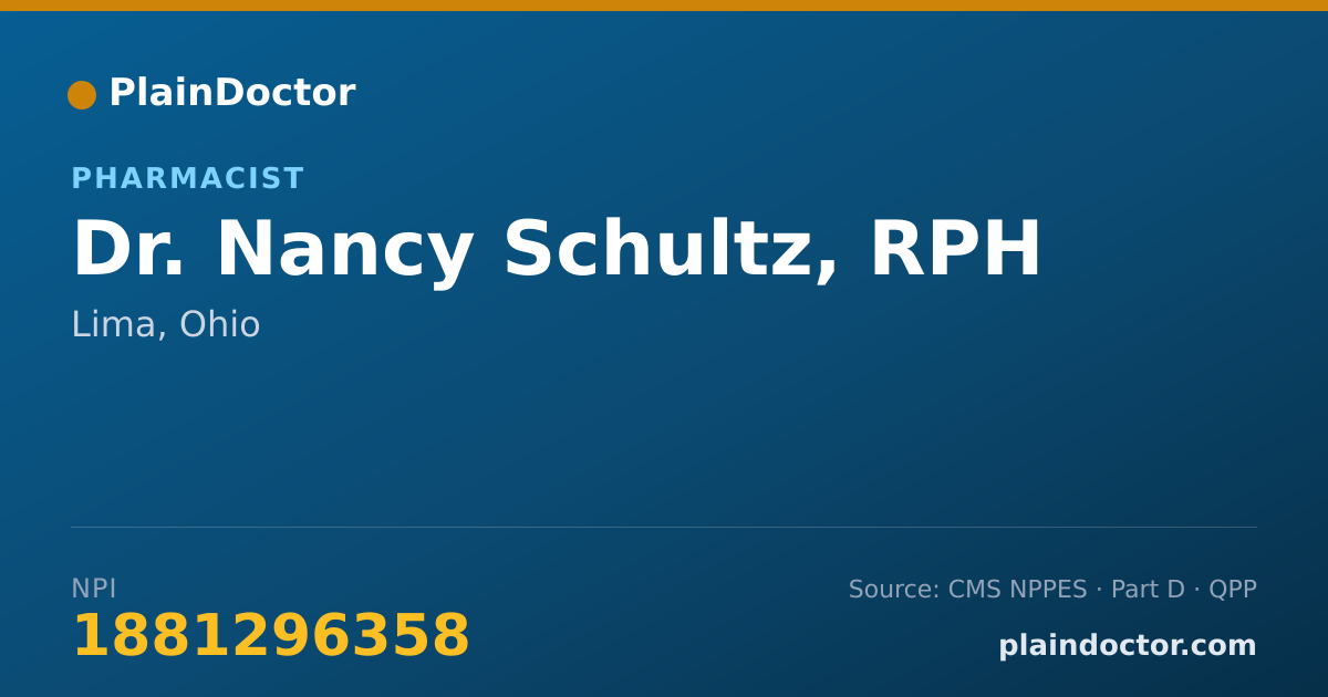 Shareable card for Nancy Schultz, RPH - Pharmacist, Lima, OH