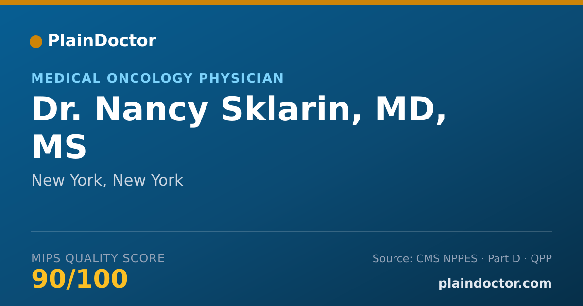 Shareable card for Nancy Sklarin, MD, MS - Medical Oncology Physician, New York, NY