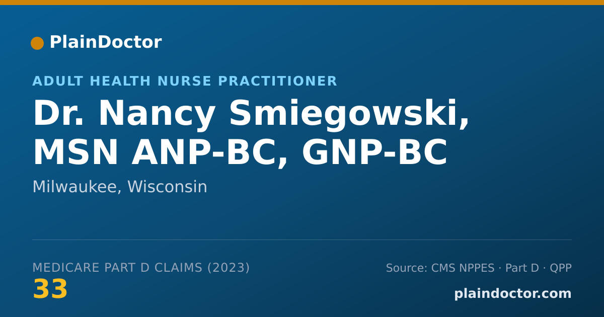 Shareable card for Nancy Smiegowski, MSN ANP-BC, GNP-BC - Adult Health Nurse Practitioner, Milwaukee, WI