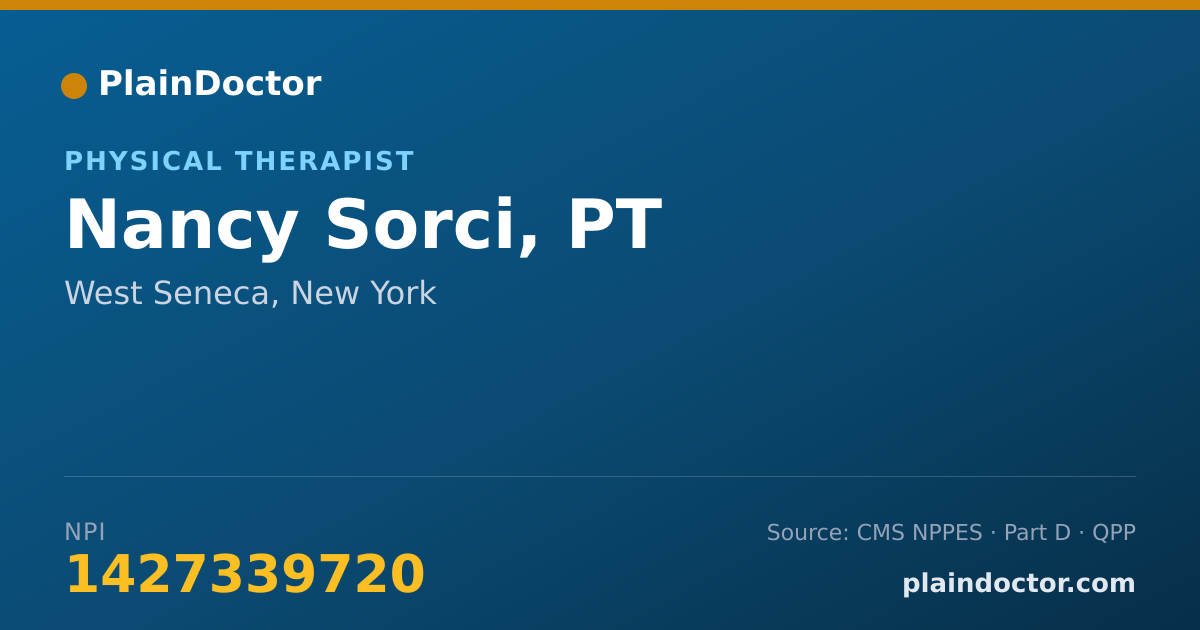 Shareable card for Nancy Sorci, PT - Physical Therapist, West Seneca, NY