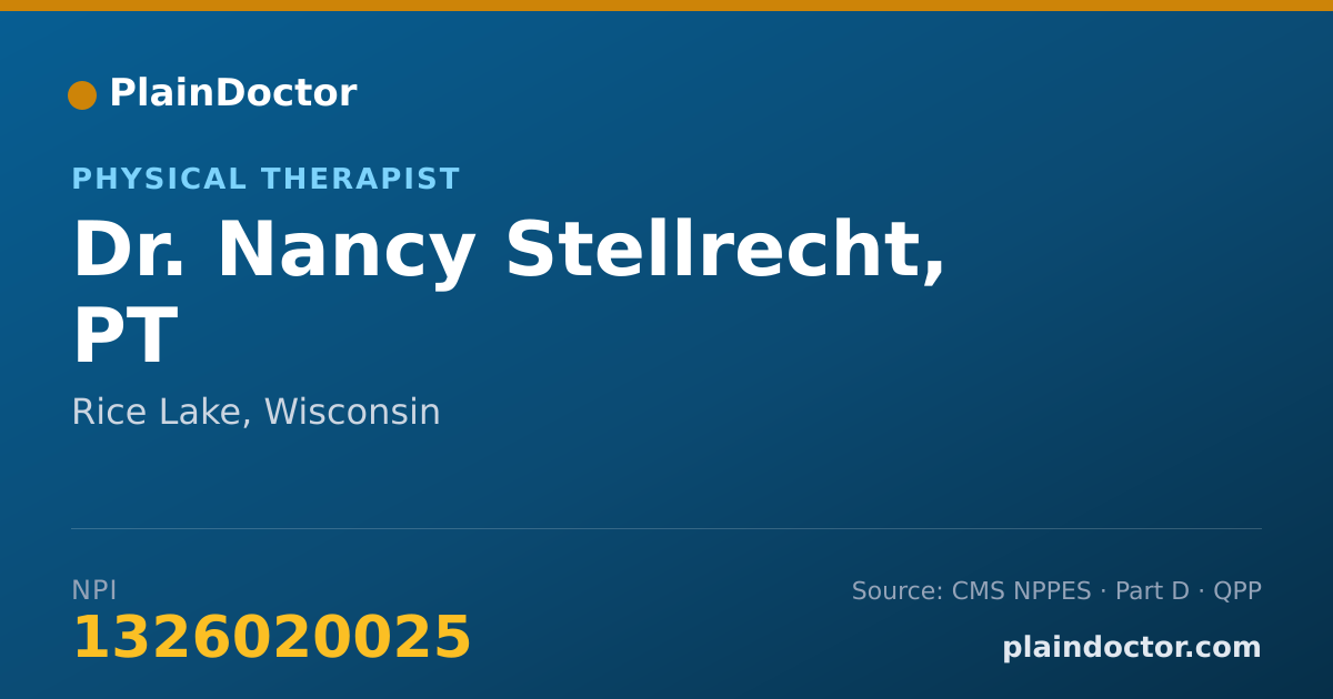 Shareable card for Nancy Stellrecht, PT - Physical Therapist, Rice Lake, WI