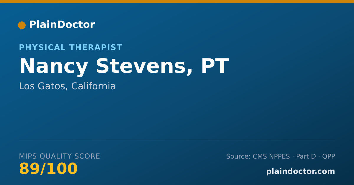 Shareable card for Nancy Stevens, PT - Physical Therapist, Los Gatos, CA