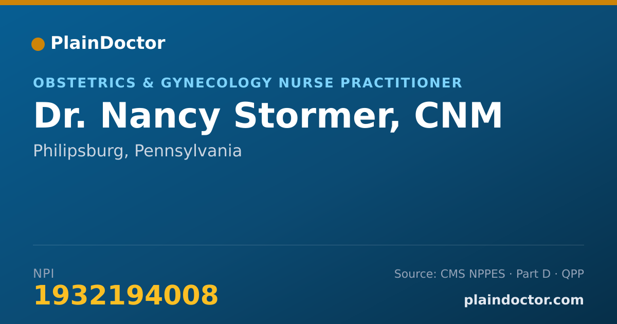 Shareable card for Nancy Stormer, CNM - Obstetrics & Gynecology Nurse Practitioner, Philipsburg, PA