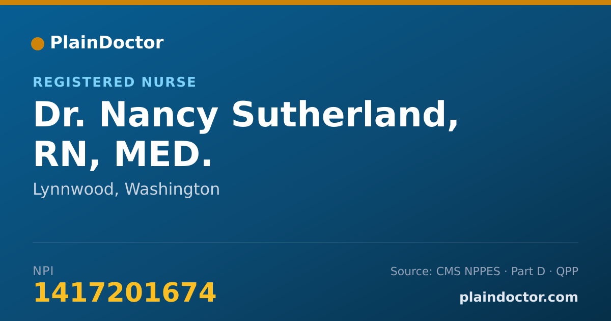 Shareable card for Nancy Sutherland, RN, MED. - Registered Nurse, Lynnwood, WA