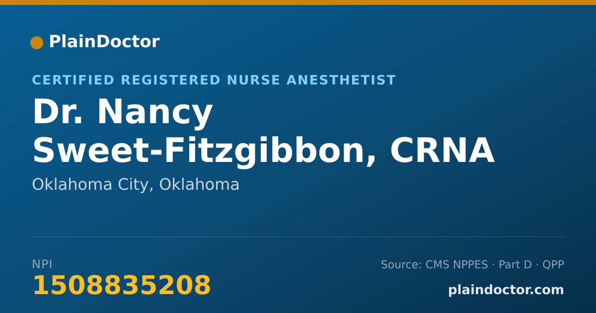 Shareable card for Nancy Sweet-Fitzgibbon, CRNA - Certified Registered Nurse Anesthetist, Oklahoma City, OK