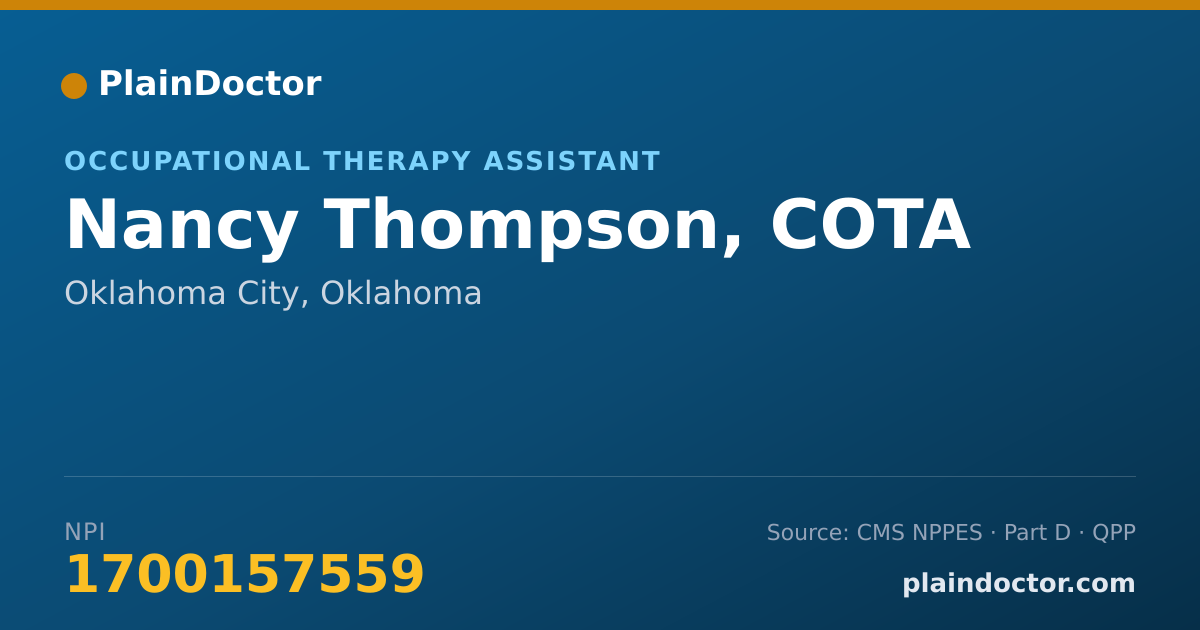 Shareable card for Nancy Thompson, COTA - Occupational Therapy Assistant, Oklahoma City, OK