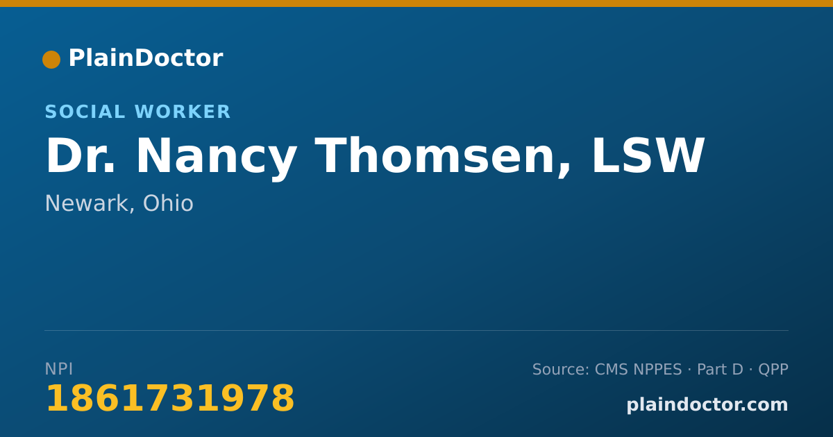 Shareable card for Nancy Thomsen, LSW - Social Worker, Newark, OH