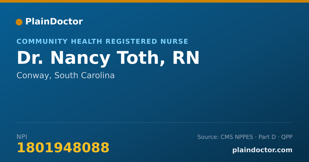 Shareable card for Nancy Toth, RN - Community Health Registered Nurse, Conway, SC