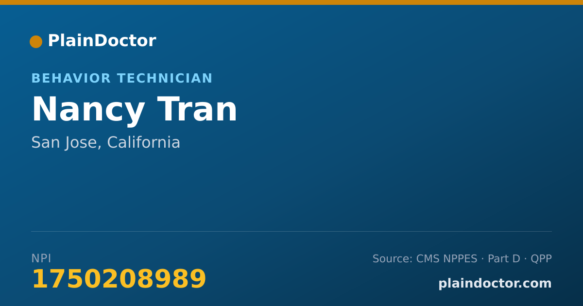 Shareable card for Nancy Tran - Behavior Technician, San Jose, CA