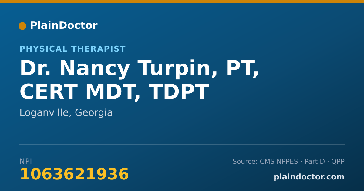 Shareable card for Nancy Turpin, PT, CERT MDT, TDPT - Physical Therapist, Loganville, GA